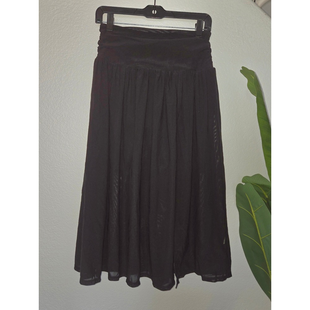 Halara Women's Black 2-in-1 Flowy Mesh Midi Skirt Skort Built-In Shorts Size M